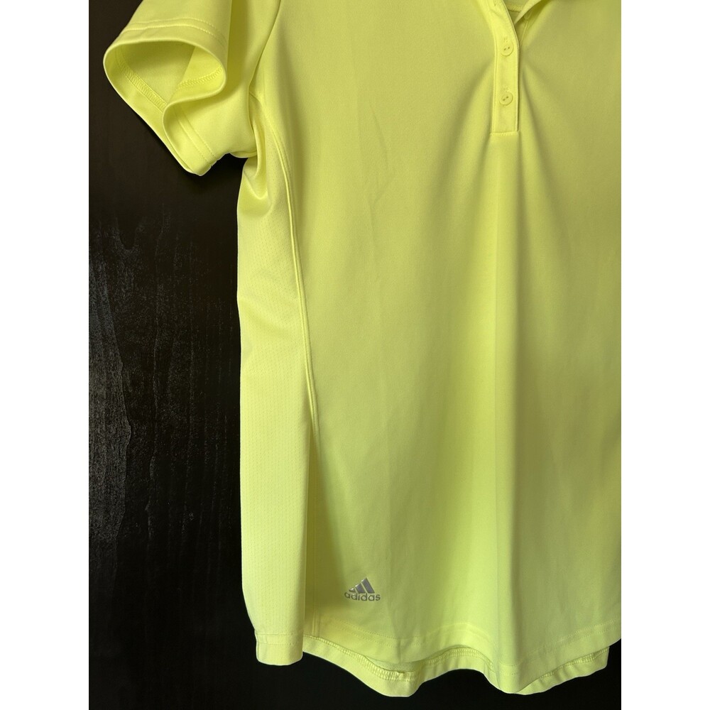 Women's Sz L Golf Polo Shirt Collared Short Sleeve Logo, Bright Yellow, Adidas - Picture 2 of 3